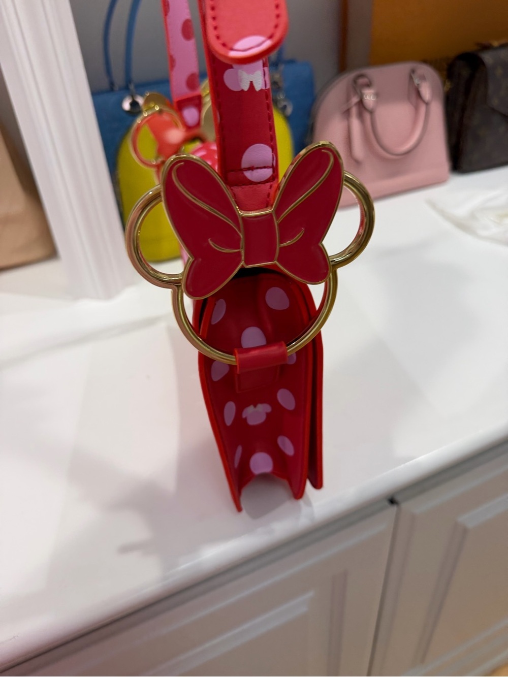 NEW Loungefly X Disney Minnie Mouse Pink Polka Dot Bow Strap Crossbody - Picture 10 of 16